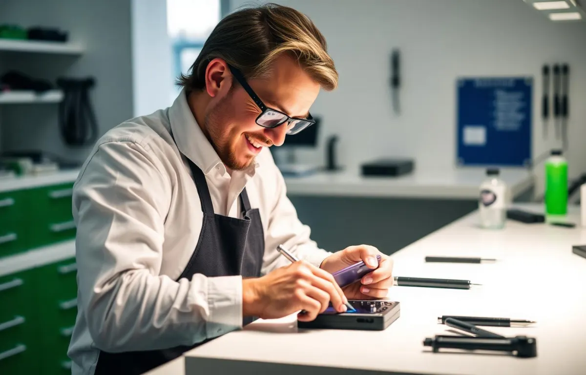 Technician repairing a smartphone at GET Repairs