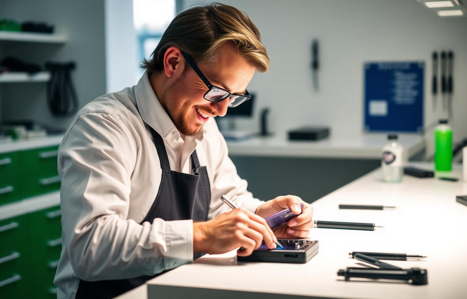 Technician repairing a smartphone at GET Repairs
